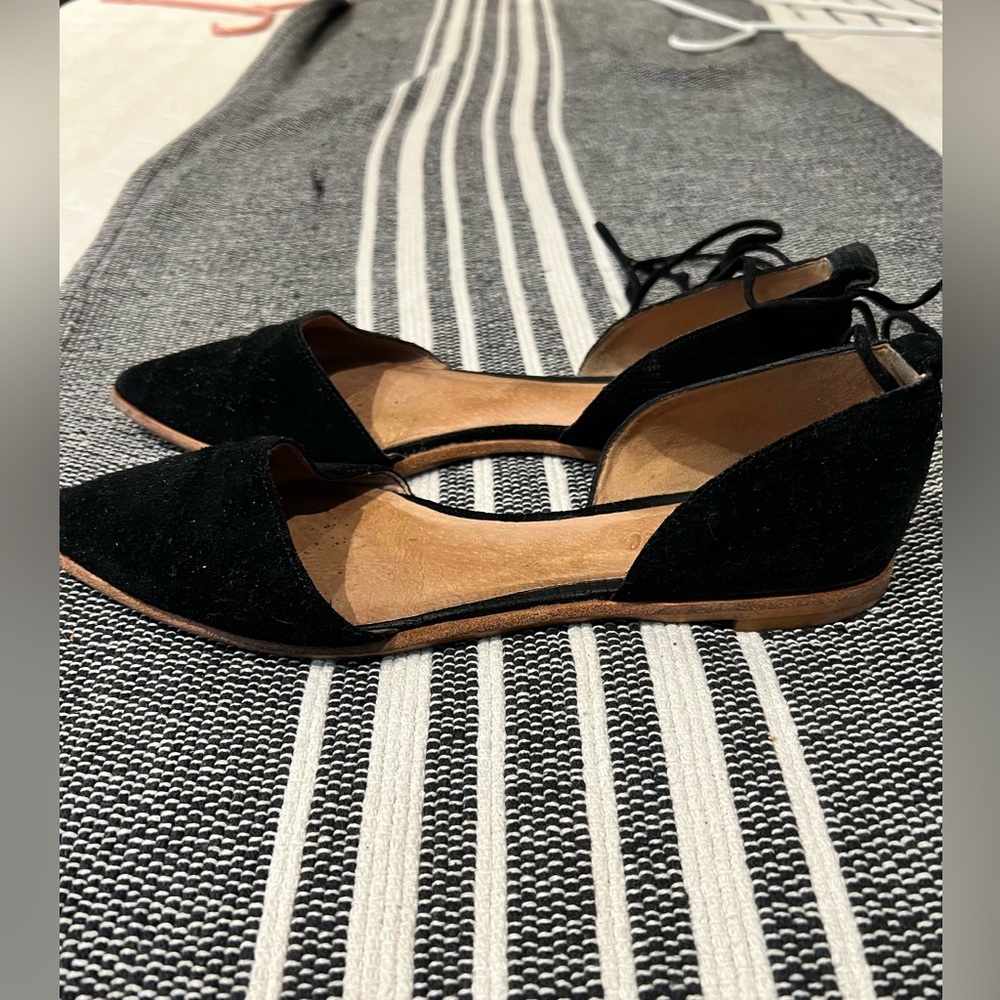 Madewell ankle-tie, black, suede flats. - Picture 3 of 3